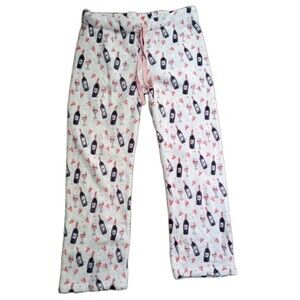 Daydream Pajama Pants Pjs Size Large Wine Glasses Hearts Print Plush Soft